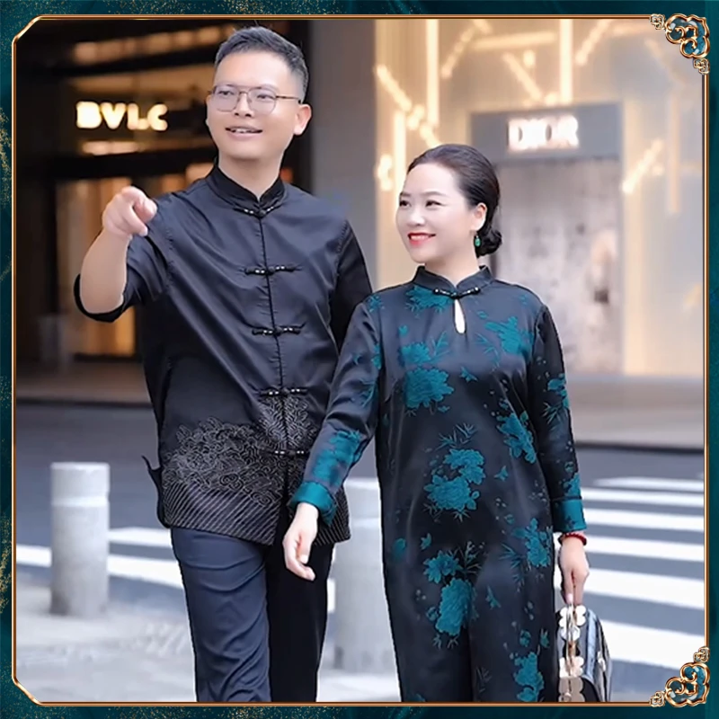 美爱《慧质兰心》真丝提花春夏秋新款中式风宽松大气连衣裙Q419
