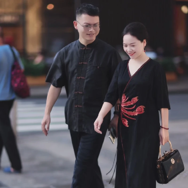 美爱《凤凰来仪》桑蚕丝提花国风连衣裙气质高级显瘦刺绣连衣裙