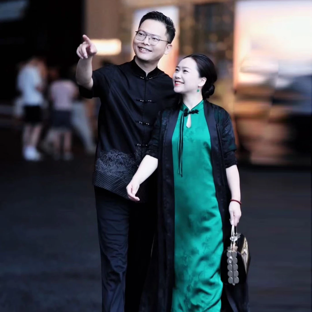 美爱《荷塘月色》2024新款国风桑蚕丝提花旗袍收腰显瘦气质连衣裙