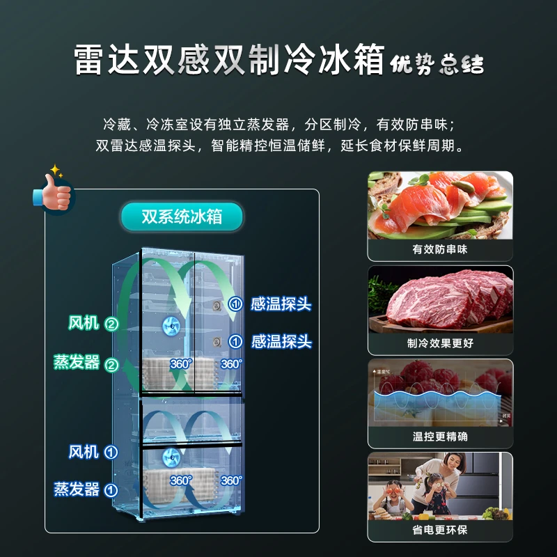 【爆款】法式门风冷除菌净味双系统双循环双变频冠军冰箱