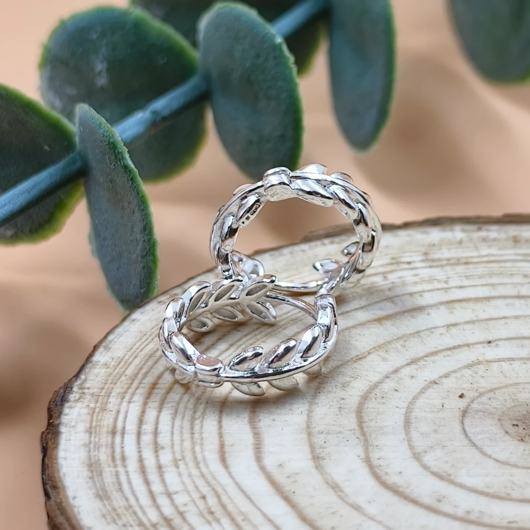 足银耳饰 银苗匠心足银个性树叶麦穗潮流纯手工耳环简约百搭经典