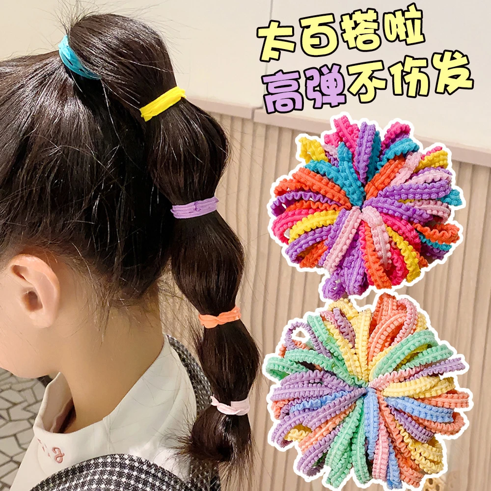 新年款红色儿童发饰 无接缝发绳花边头绳发圈宝宝扎头发皮筋