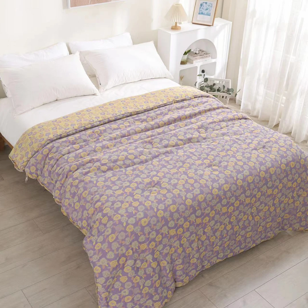 雏菊紫色    四季通用高端双层纱被子2/2.3