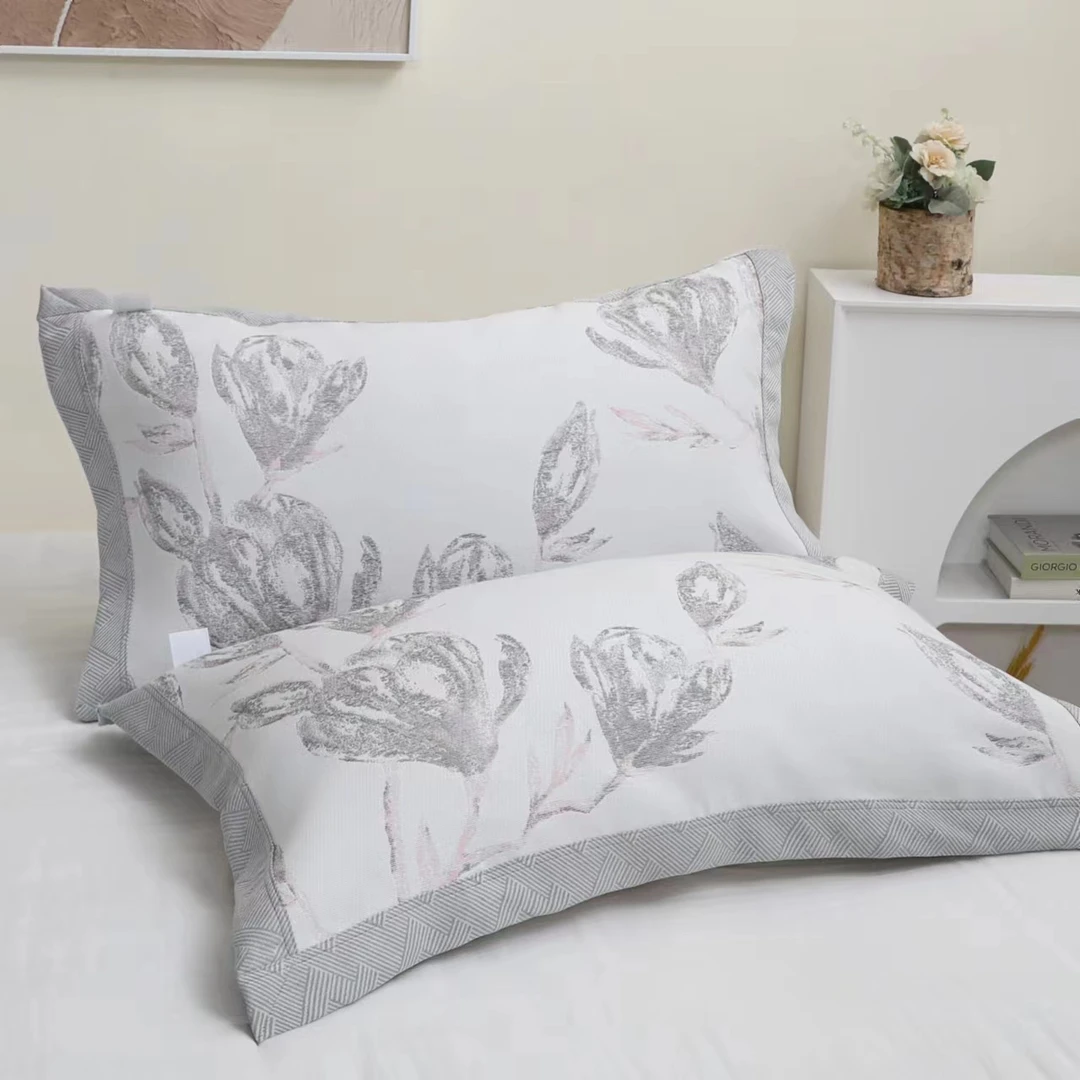 【栀颜灰色枕巾】高端舒适透气纱布枕巾52*78