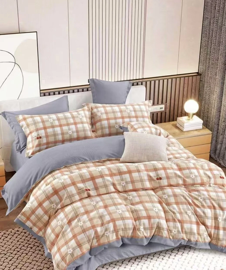 单独床单 极简格    四季通用双层纱磨毛床单2/2.3