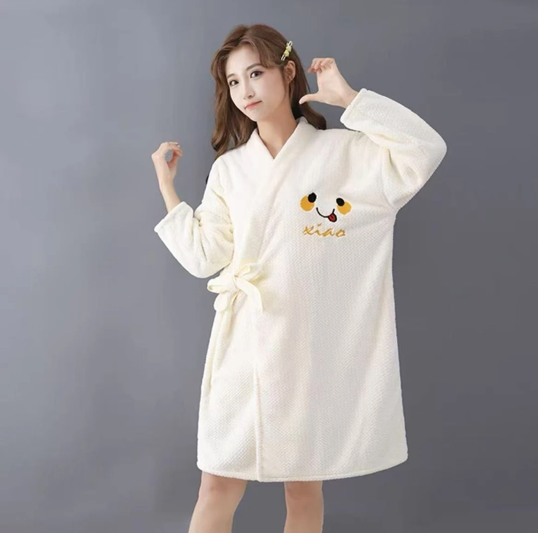 笑脸浴袍   秋冬加长浴袍珊瑚绒柔暖速干可吸水