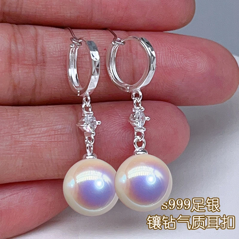 足银耳饰 高端人士妈妈耳坠女足银999纯银耳环高级大气时尚耳饰