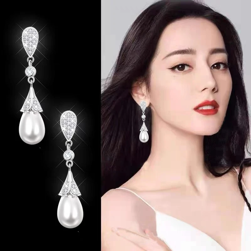 925银耳饰 专柜水滴s925纯银耳环女气质网红耳钉旗袍百搭耳夹耳饰