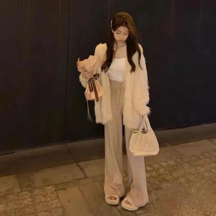 现货木木家 高腰直筒显瘦休闲拖地阔腿裤 H0755