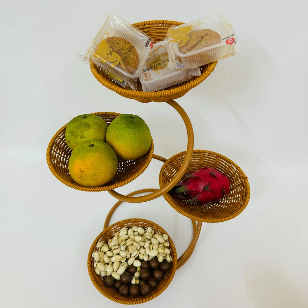 A888新款轻奢多层水果盘架家用迎客松干果零食摆放盘乔迁水果篮