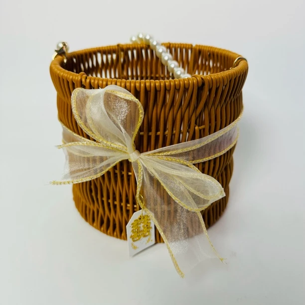 J99小手提包拍照道具仿藤轻奢创意田园时尚手工编织茶色家用外出