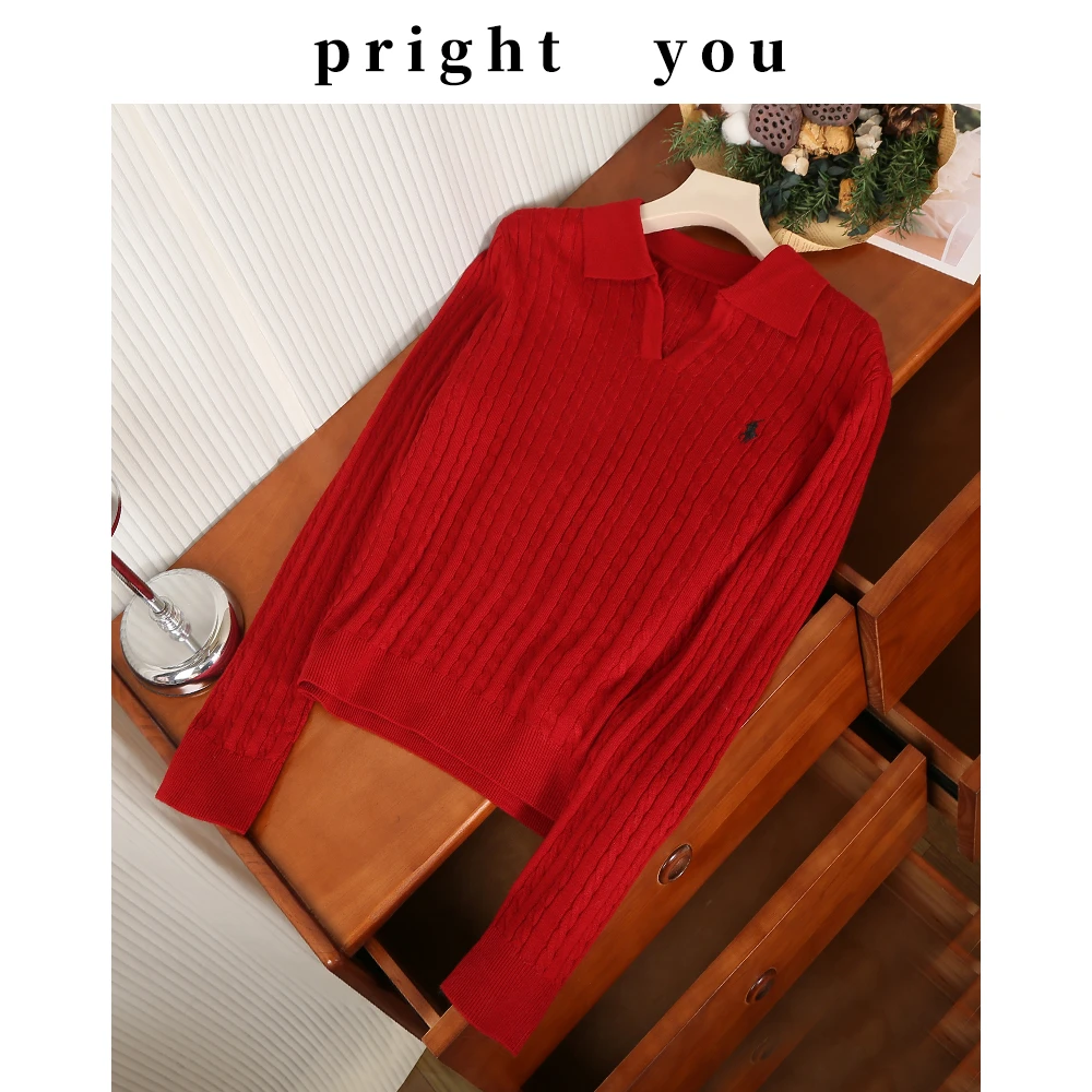 polo领刺绣麻花针织毛衣4X-MY46