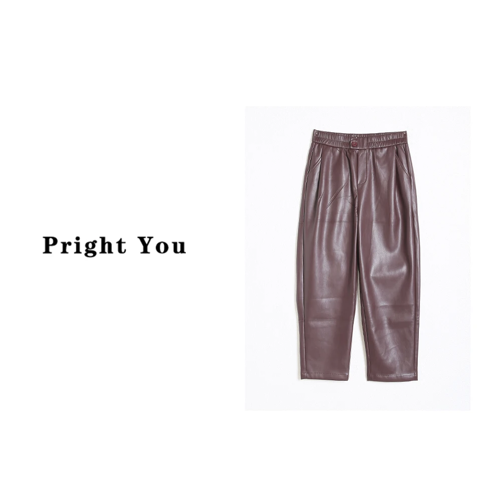 超软蛋白皮  高弹抗皱免洗九分时尚百搭锥形皮裤YH70K