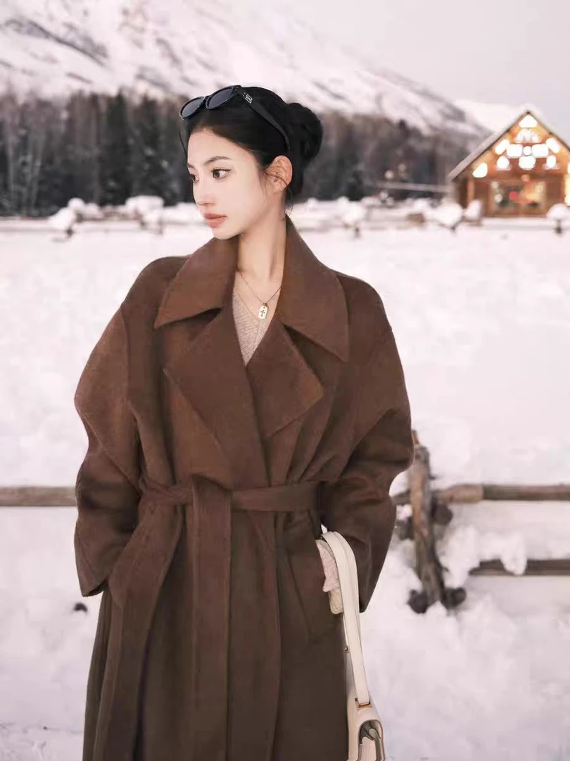 大女主大衣 美拉德复古百搭气质加厚中长款过膝呢子大衣毛呢外套