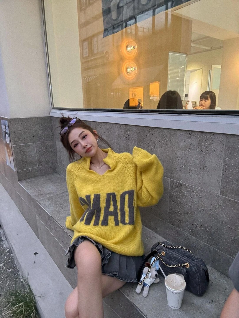 毛衣女秋冬新款奶fufu慵懒风高级感小个子加厚百搭宽松字母针织衫