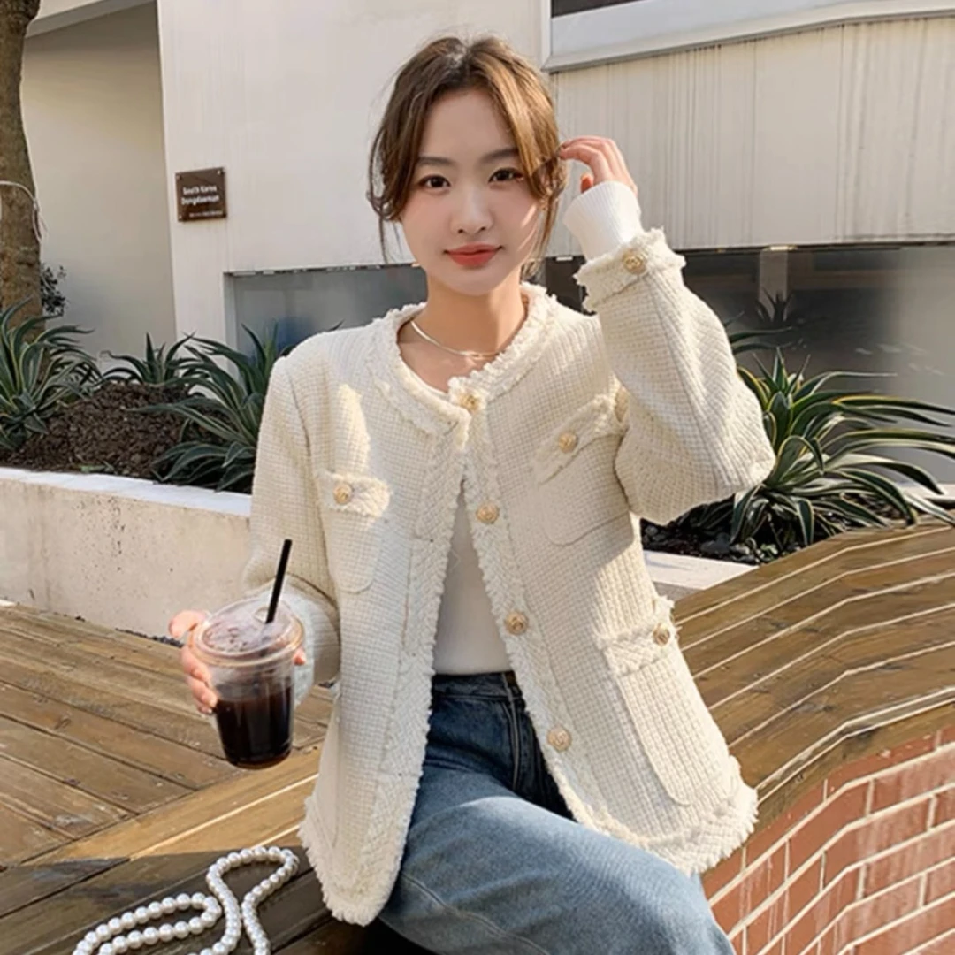 【现货+运费险】春秋季新款法式小个子高级感气质白色小香风外套女