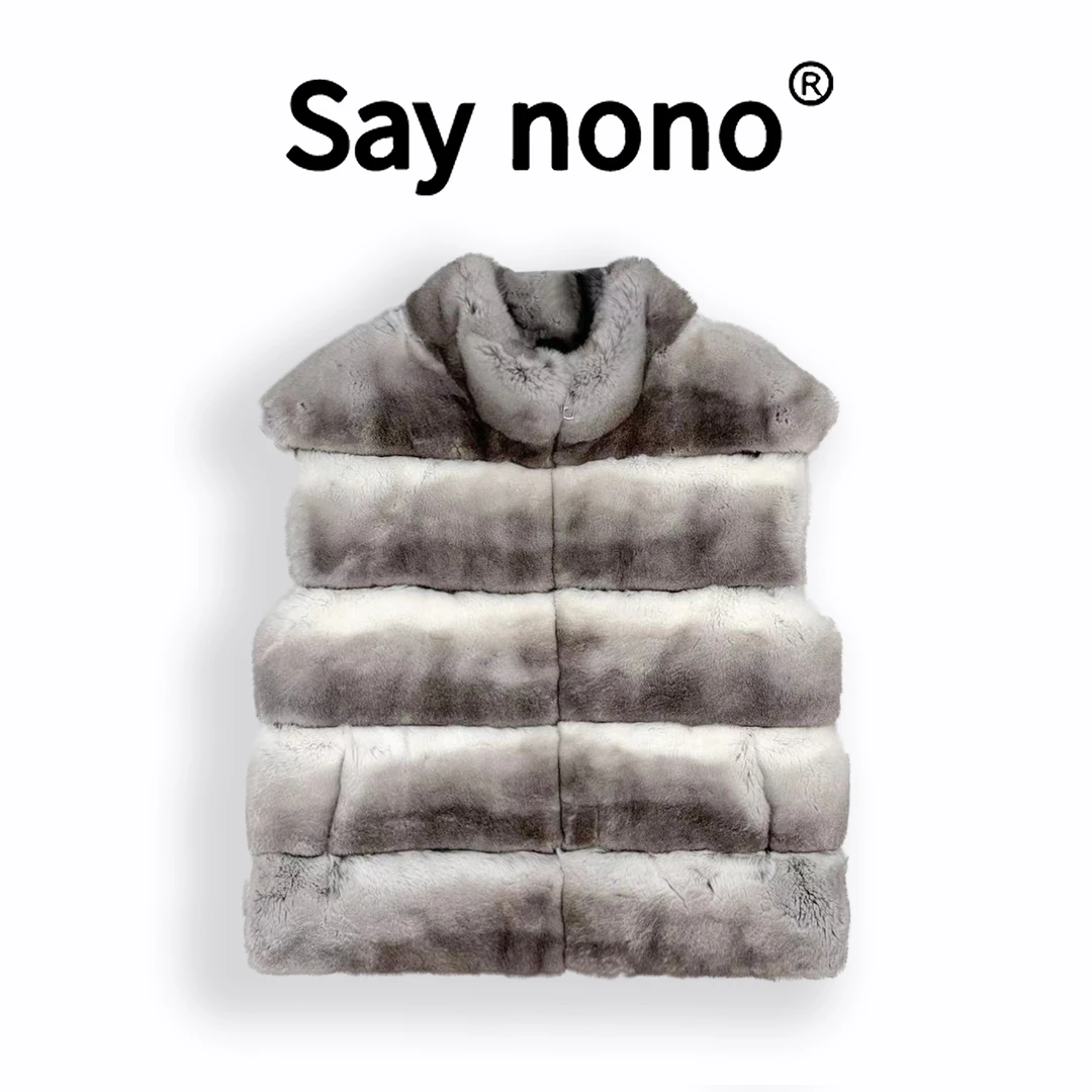 懒猫nono│Saynono 獭兔皮年轻时尚款拉链设计毛皮马甲WD83211