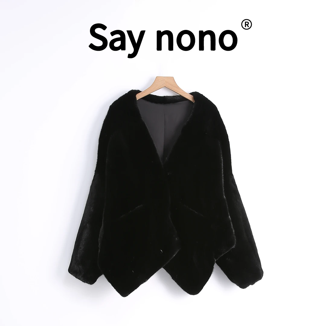 懒猫nono│Saynono 貂皮外套整貂V领皮外套WD085002
