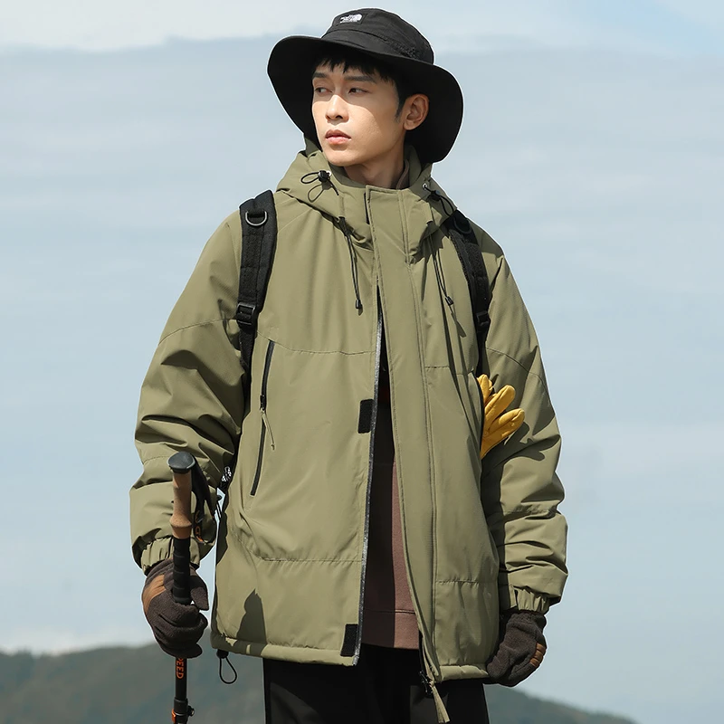 秋冬加厚棉服男士运动户外防水连帽防风衣服情侣装宽松保暖外套男