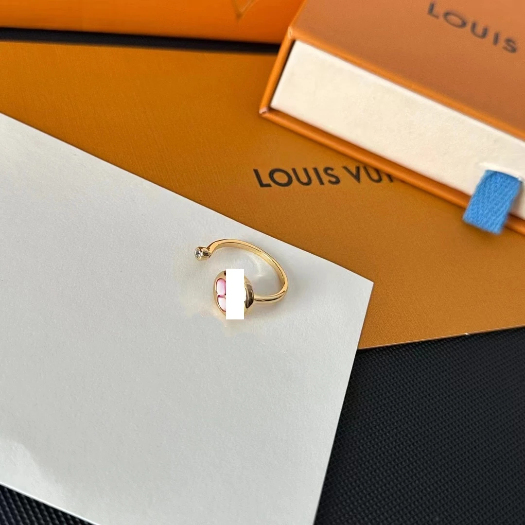 铜合金合成锆石戒指 9073粉贝圆花开口戒指