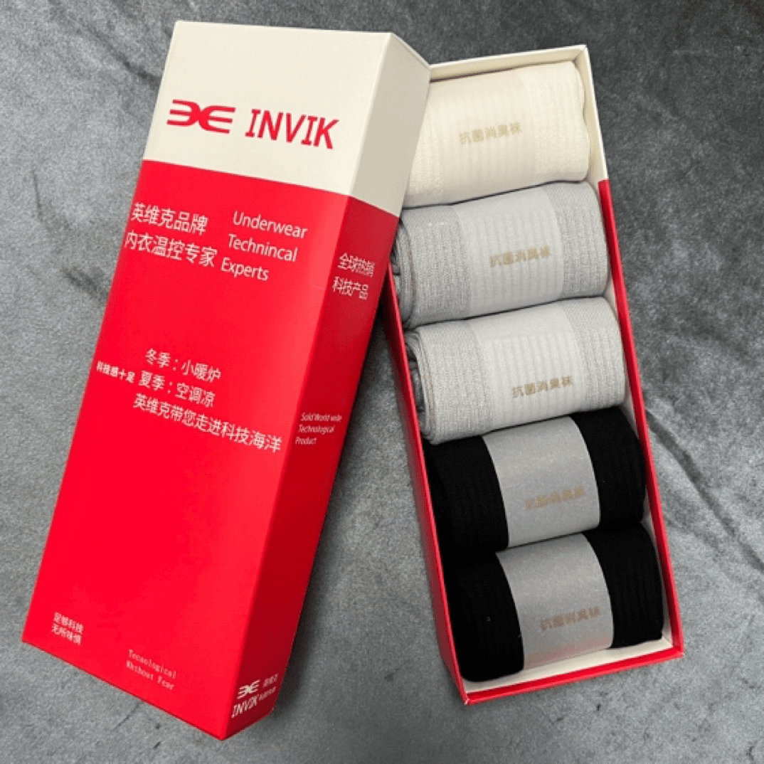 英维克暖姜纤维发热袜男抗菌消臭抗起球中筒袜秋冬加厚保暖长袜