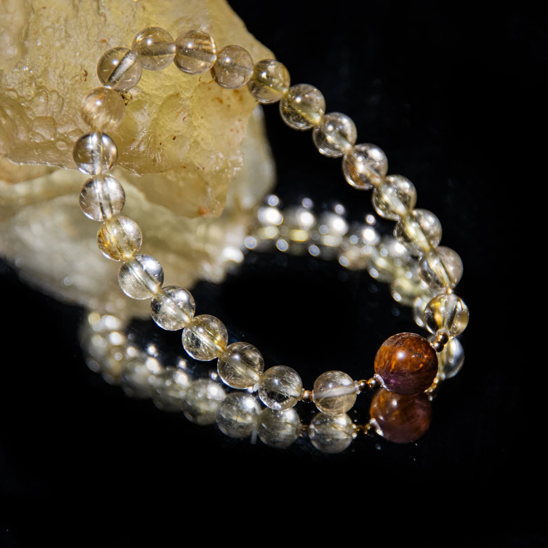 【异彩】花奢珠宝 金发晶+极光23 18K金手链（多样性发货）