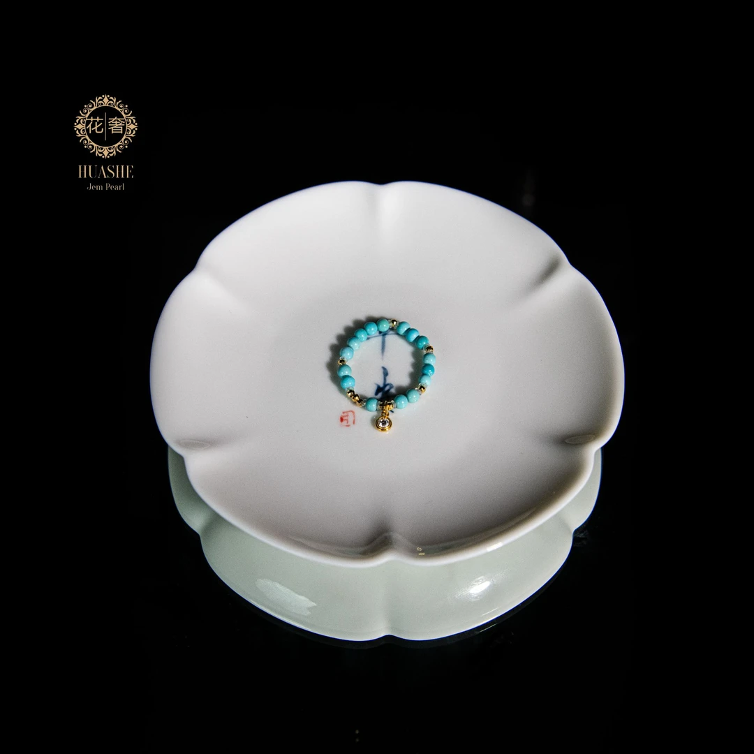 【秘影】花奢珠宝 绿松石18K金戒指（多样性发货）