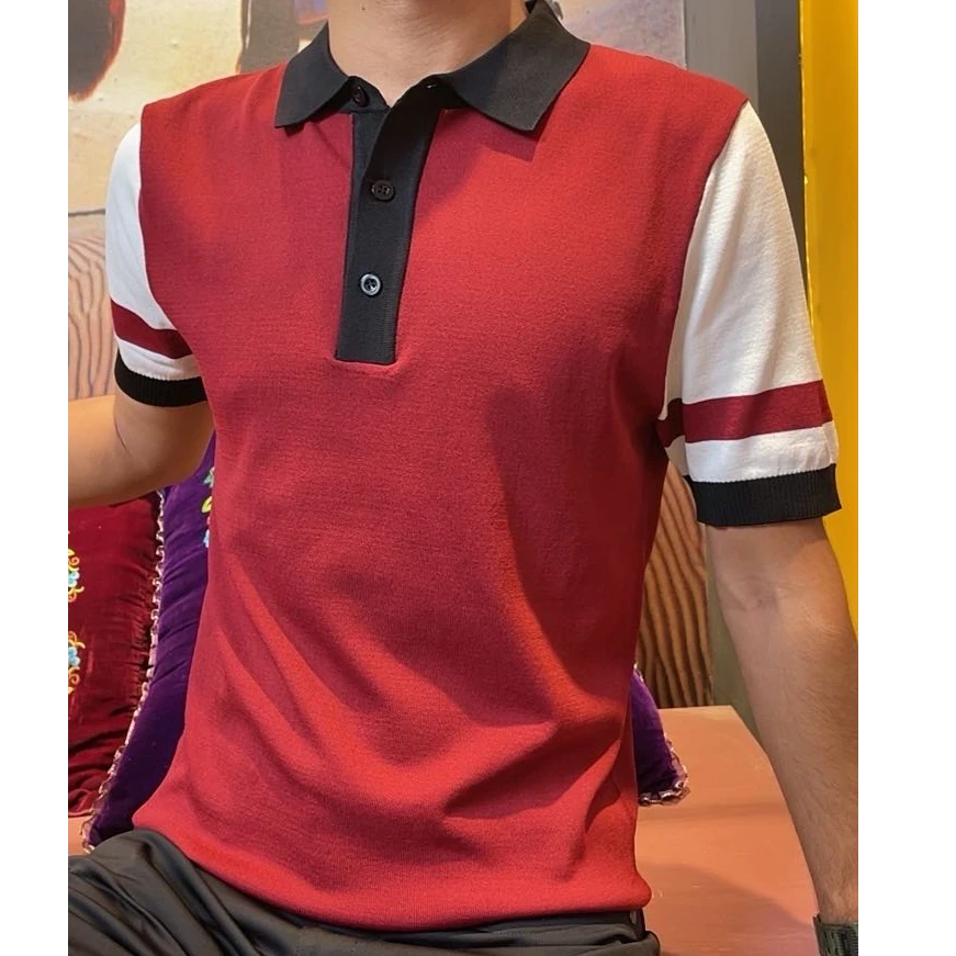 夏季高端短袖男Polo衫痞帅修身帅气潮流ins百搭带领半袖t恤上衣服