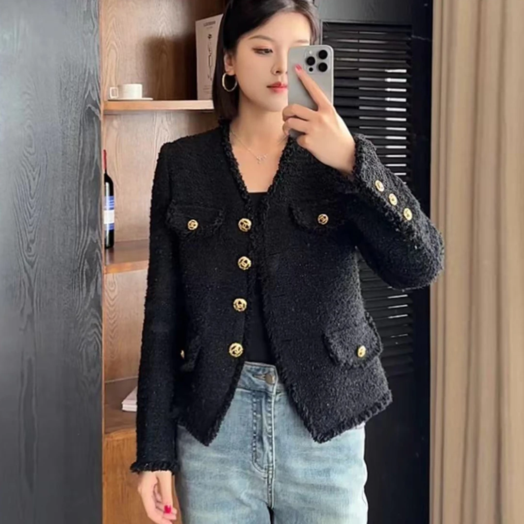 时尚小香风外套女秋季2025新款黑色高端短款小个子名媛法式上衣潮