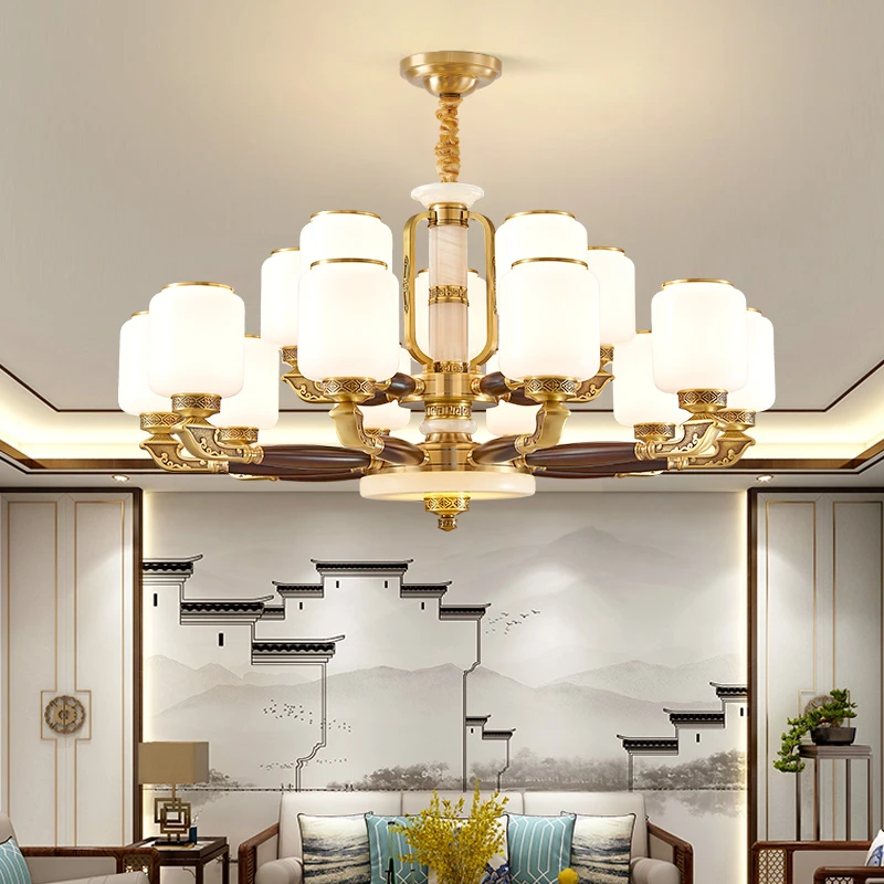 新中式铜加乌金木吊灯客厅餐厅书房国风大气别墅酒店家用