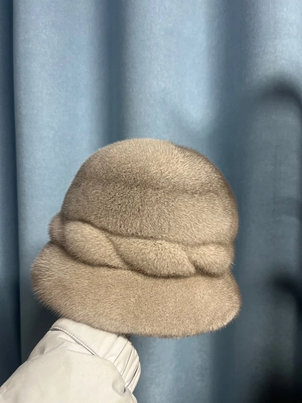 冬季中老年水貂皮帽子女士整貂毛护耳保暖貂绒时尚护耳皮草太阳帽