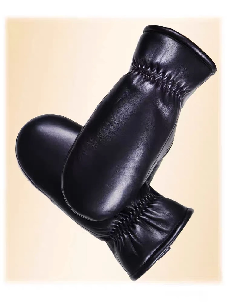 真皮真毛手套男女士冬季保暖加厚全连指羊皮羊毛皮毛一体棉手闷子