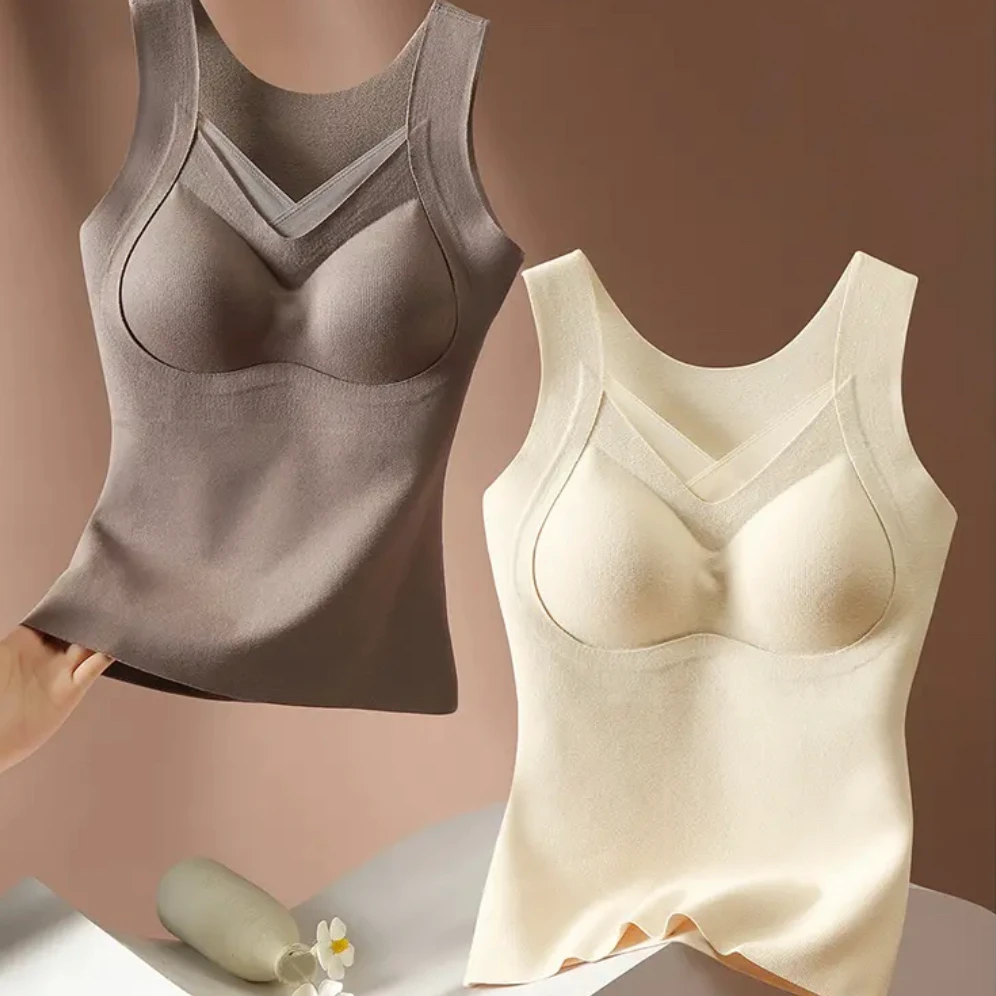 【樱希悦】蕾丝修身秋冬文胸桑蚕丝7A面料一体式无袖背心