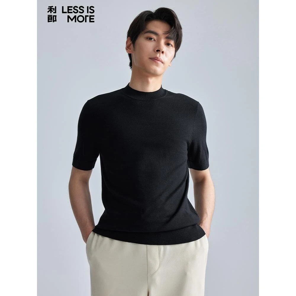 利郎【羊绒羊毛衫】商务通勤亲肤柔软半袖羊毛衫T恤羊绒衫A4DMS006