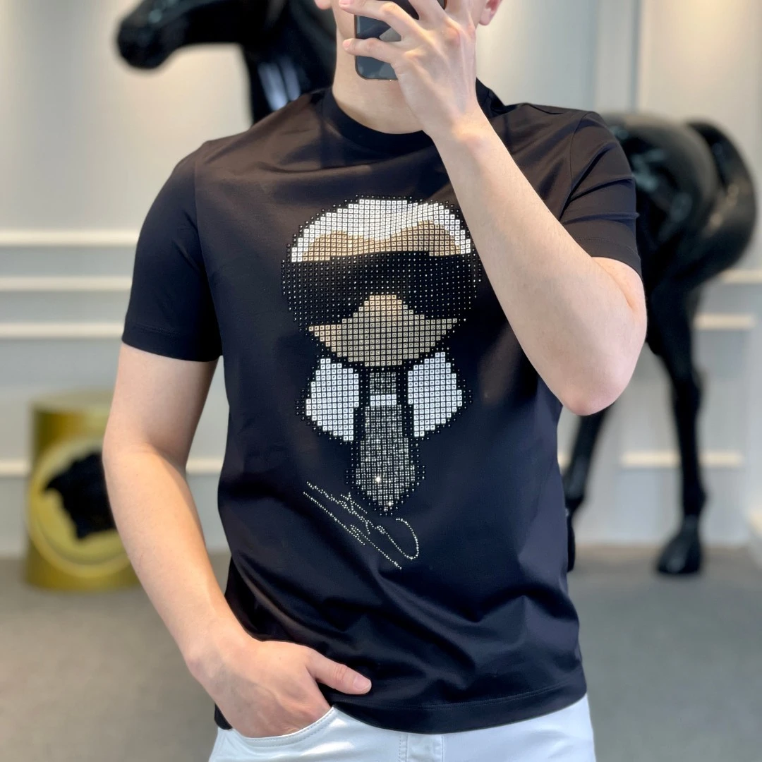 <古帝特尼>男士烫钻短袖时尚潮流半袖圆领男装百搭T恤Z+28186