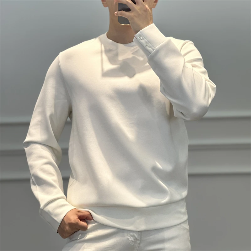 古帝特尼秋冬新款男士老钱风舒适条纹纯色宽松圆领长袖卫衣Z-2352