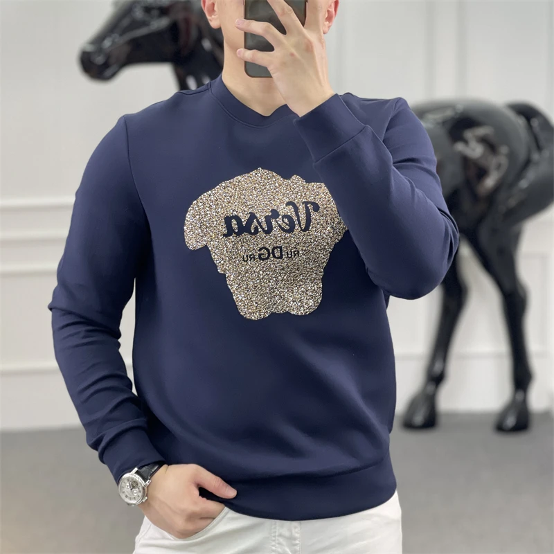 <古帝特尼>男士韩版潮流打底欧货时尚百搭圆领修身秋冬长袖上衣