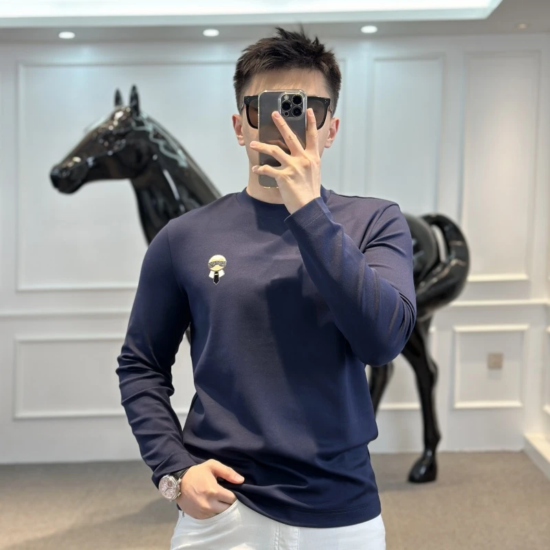 <古帝特尼>秋冬新款男士情侣纯色时尚百搭打底亲肤圆领长袖Z-2528