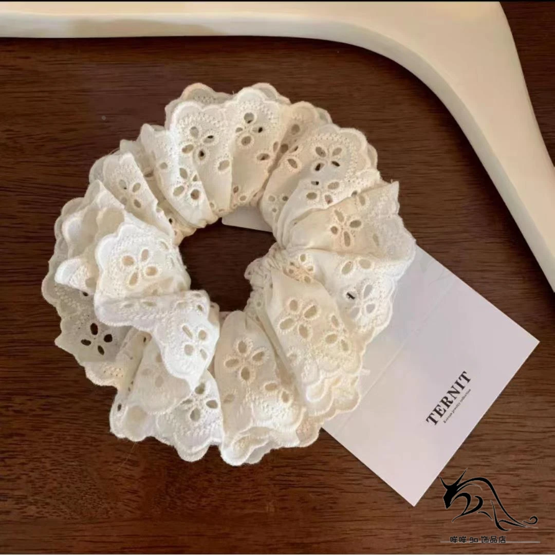超仙蕾丝花边大肠发圈橡皮筋发绳头绳法式复古发饰可爱少女皮筋头