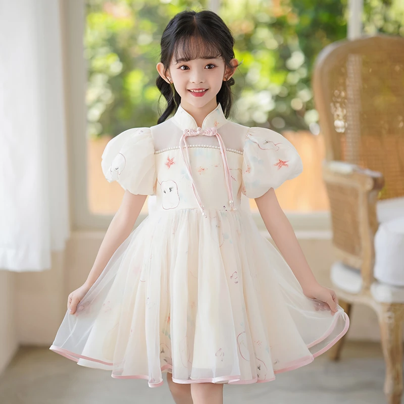 女童连衣裙夏季新款短袖爆款洋气女孩公主裙高端轻奢女童裙子