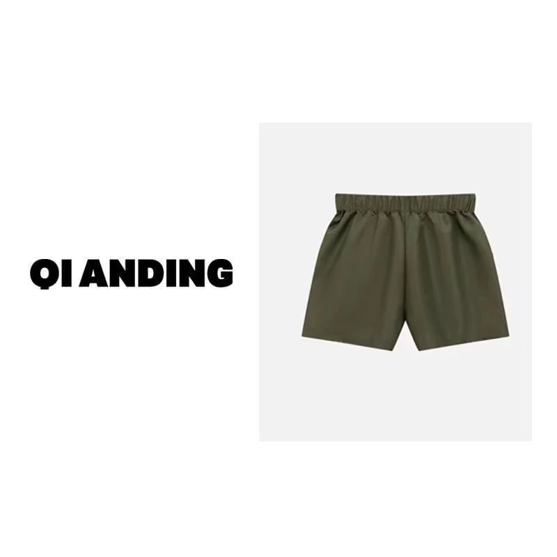 【QIANDING】2024新款"宅宅裤"夏季简约松紧腰显瘦休闲短裤243002