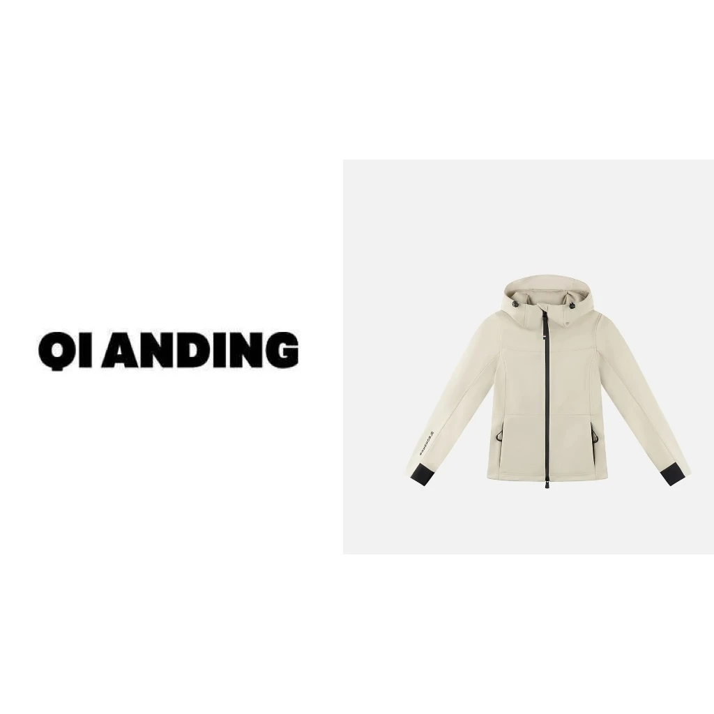 【QIANDING】2024新款设计感纯色连帽外套简约休闲女上衣246340