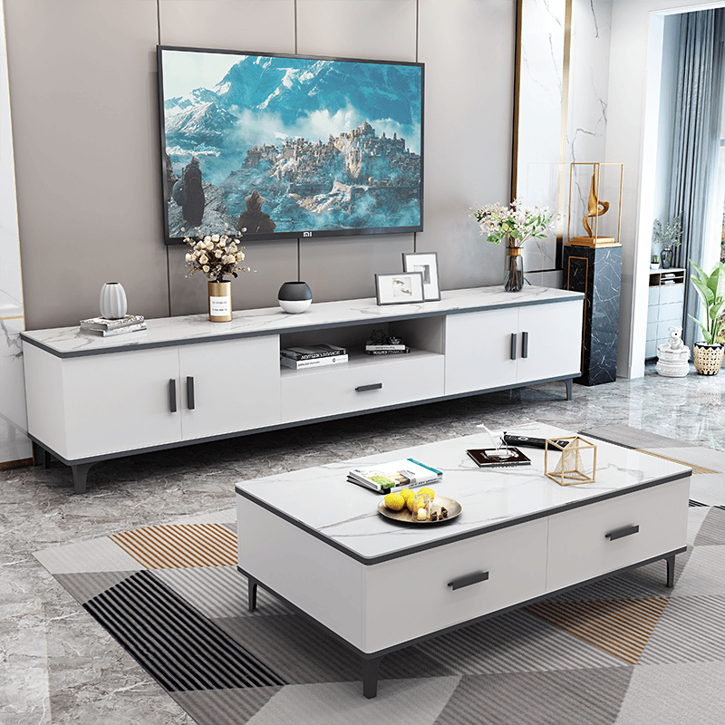 北欧简约岩板茶几电视柜组合现代轻奢小户型家用茶几E57