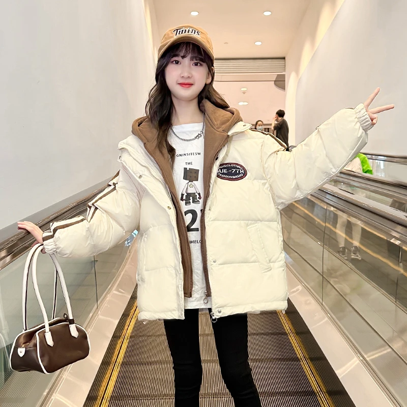 女大童2025新款羽绒服冬季女童冬装精致工艺假两件高密防风寒外套