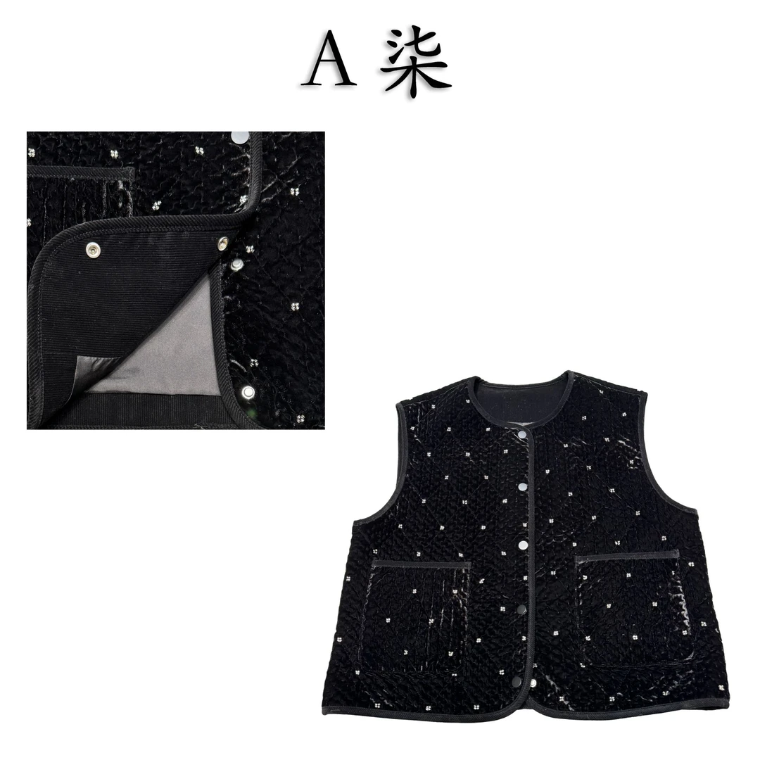 【阿柒服饰】黑色马甲带钻流行新款显瘦款2024外穿坎肩马甲背心