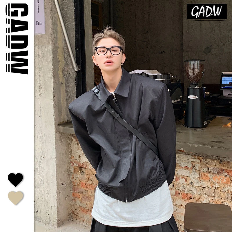 2022秋季新款工装潮牌ins休闲宽松百搭港风垫肩短款夹克上衣外套