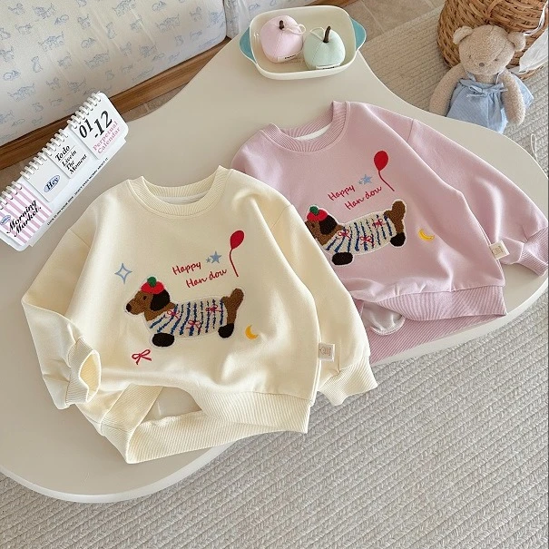 桃子猴亲子款立体毛巾刺绣小狗卫衣HQ2423