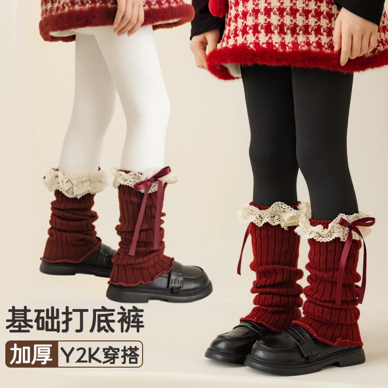 年货款袜套儿童加绒舞蹈袜加厚打底裤水光裤911WT24175