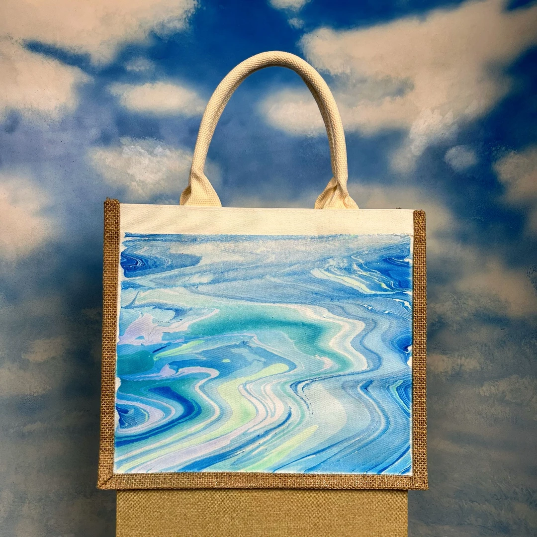 世界非遗湿拓艺术—精品包包 水上做画精品制作每份作品都是不一样