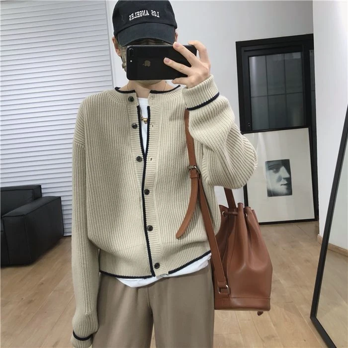 重磅加厚羊毛开衫女慵懒风复古麻花宽松时尚大码毛衣针织羊毛外套